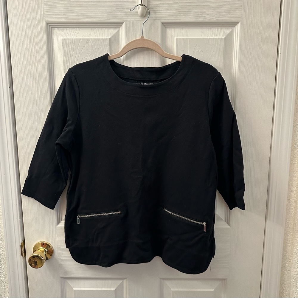 Croft&Barrow Black Cotton Top Size PL